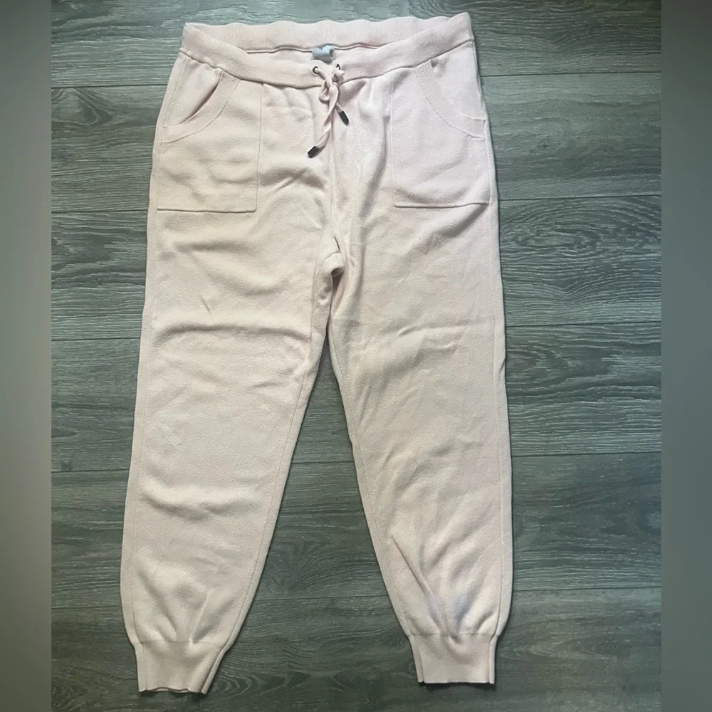 Chico’s Light Peach Poncho Joggers Matching Set Hoodie Size L Comfy Cozy Fall